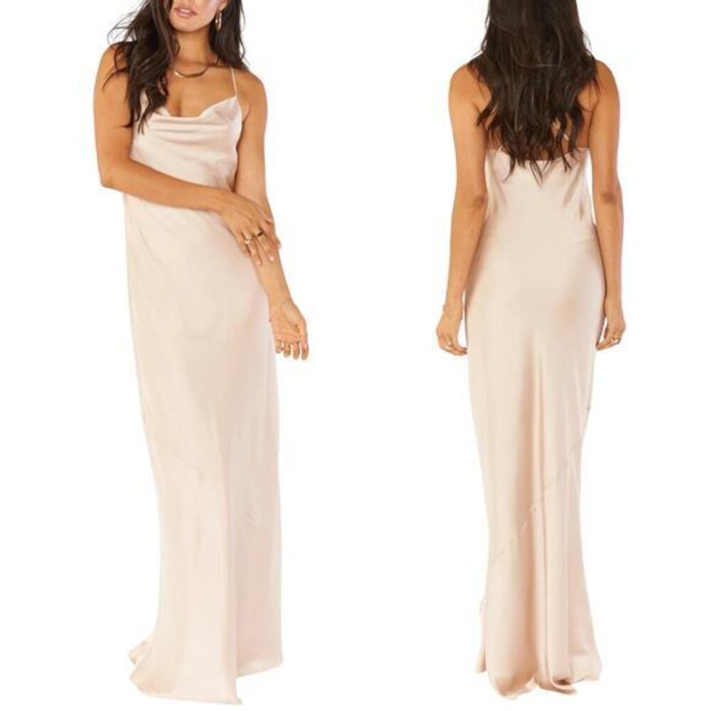 Show Me Your Mumu Tuscany Maxi Slip Dress in Champagne Luxe Satin size Small